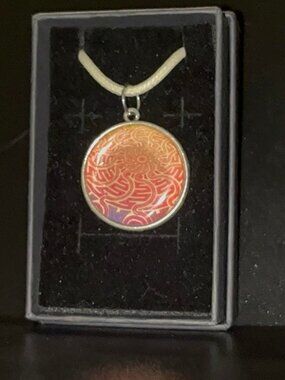 Handmade Psychedelic Swirl Pendant Necklace with Silver Chain